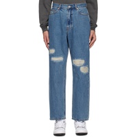Indigo Distressed Jeans 241155M186004