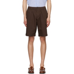 Brown Embroidered Shorts 231674M193007