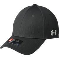 Under Armour Mens Curved Brim Stretch Fit Hat, Black (001)/White, Large/X-Large