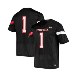 Mens #1 Black Texas Tech Red Raiders Logo Replica Football Jersey