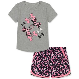 Toddler & Little Girls Logo T-Shirt & Printed Woven Shorts 2 Piece Set