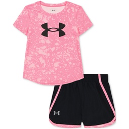 Toddler & Little Girls Printed Logo T-Shirt & Shorts 2 Piece Set