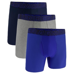 Mens Under Armour 3-Pack Performance Tech Solid 6 Boxer Briefs