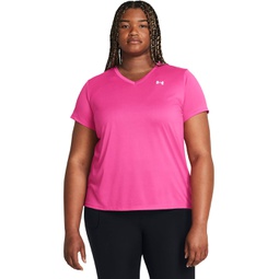 Womens Under Armour Plus Size Tech Short Sleeve V-Neck Solid
