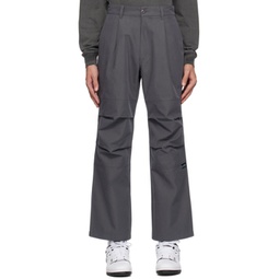 Gray One Tuck Trousers 241155M191006