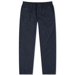 Universal Works Check Wool Pleated Track Pant Navy