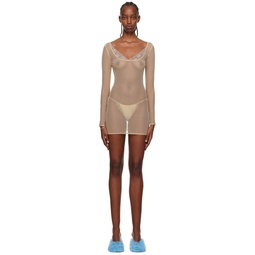 SSENSE Exclusive Tan Sheer Minidress 222981F052008