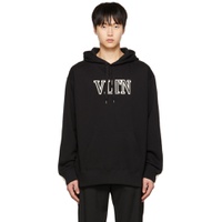 Black Embroidered Patch Hoodie 222476M202010