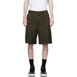 Khaki Pleated Twill Shorts 221476M193009