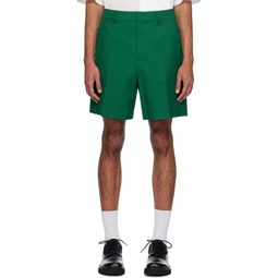 Green Creased Shorts 241476M193007