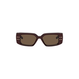 Red V Rectangular Frame Sunglasses 231807F005022