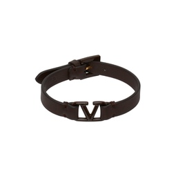 Brown VLogo Signature Leather Bracelet 231807M142085