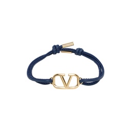 Navy VLogo Leather Bracelet 231807M142065