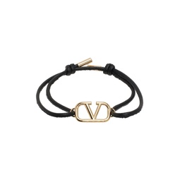 Black VLogo Leather Bracelet 231807M142090