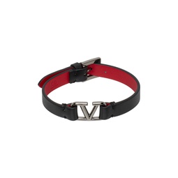 Black VLogo Signature Leather Bracelet 231807M142086