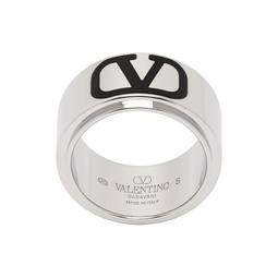Silver VLogo Signature Ring 241807M147003