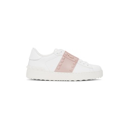 White   Pink  Rockstud Open Sneakers 211807F128013