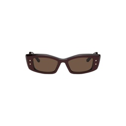 Red V Rectangular Frame Sunglasses 231807F005019
