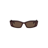 Red V Rectangular Frame Sunglasses 231807M134014