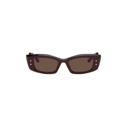 Red V Rectangular Frame Sunglasses 231807M134014