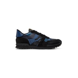 Black   Blue Camouflage Rockrunner Sneakers 241807M237018