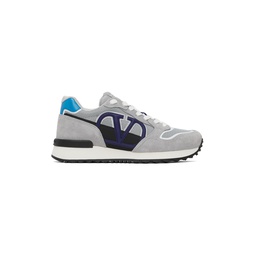 Gray   Blue V Logo Pace Sneakers 232807M237045