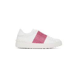 White   Pink Crystal Open Sneakers 221807F128005
