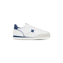 White   Blue Stud Around Sneakers 231807M237060