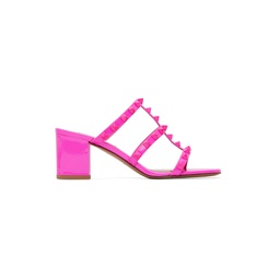 Pink Rockstud Heeled Sandals 222807F125020