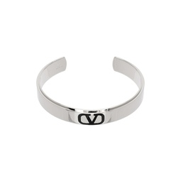 Silver   Black VLogo Signature Cuff Bracelet 241807M142020