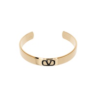 Gold   Black VLogo Signature Cuff Bracelet 241807M142016