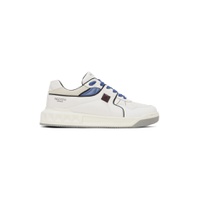 White   Blue One Stud Nappa Sneakers 241807M237032