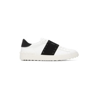 White   Black Calfskin Rockstud Untitled Sneakers 241807M237023