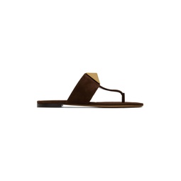 Brown One Stud Flat Sandals 221807F124061