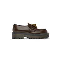 Brown One Stud Loafers 232807F121005