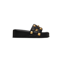Black Roman Stud Slide Sandals 221807F124023