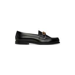 Black VLogo Chain Loafers 231807F121007
