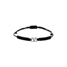 Black Braided VLogo Signature Bracelet 221807M142023