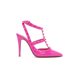 Pink Rockstud Heeled Sandals 232807F122016