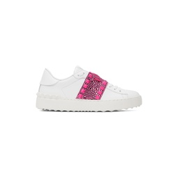 White   Pink Rockstud Untitled Sneakers 222807F128020