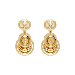Gold VLogo Signature Pearl Earrings 232807F022031