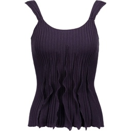 Ruffled ribbed wool, silk and cashmere-blend tank