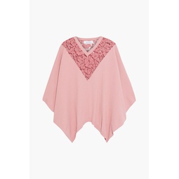 Corded lace-paneled stretch-knit top