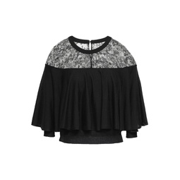 Layered Chantilly lace and wool blouse