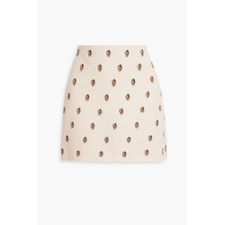 Embellished embroidered wool and silk-blend mini skirt