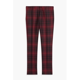 Skinny-fit checked wool-blend twill pants