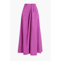 Draped cotton-blend taffeta maxi skirt