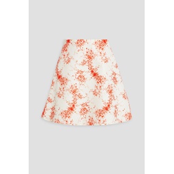 Floral-print cotton and silk-blend twill mini skirt
