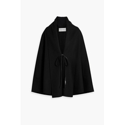 Leather-trimmed wool and cashmere-blend felt cape