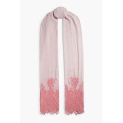 Chantilly lace-paneled modal and cashmere-blend scarf